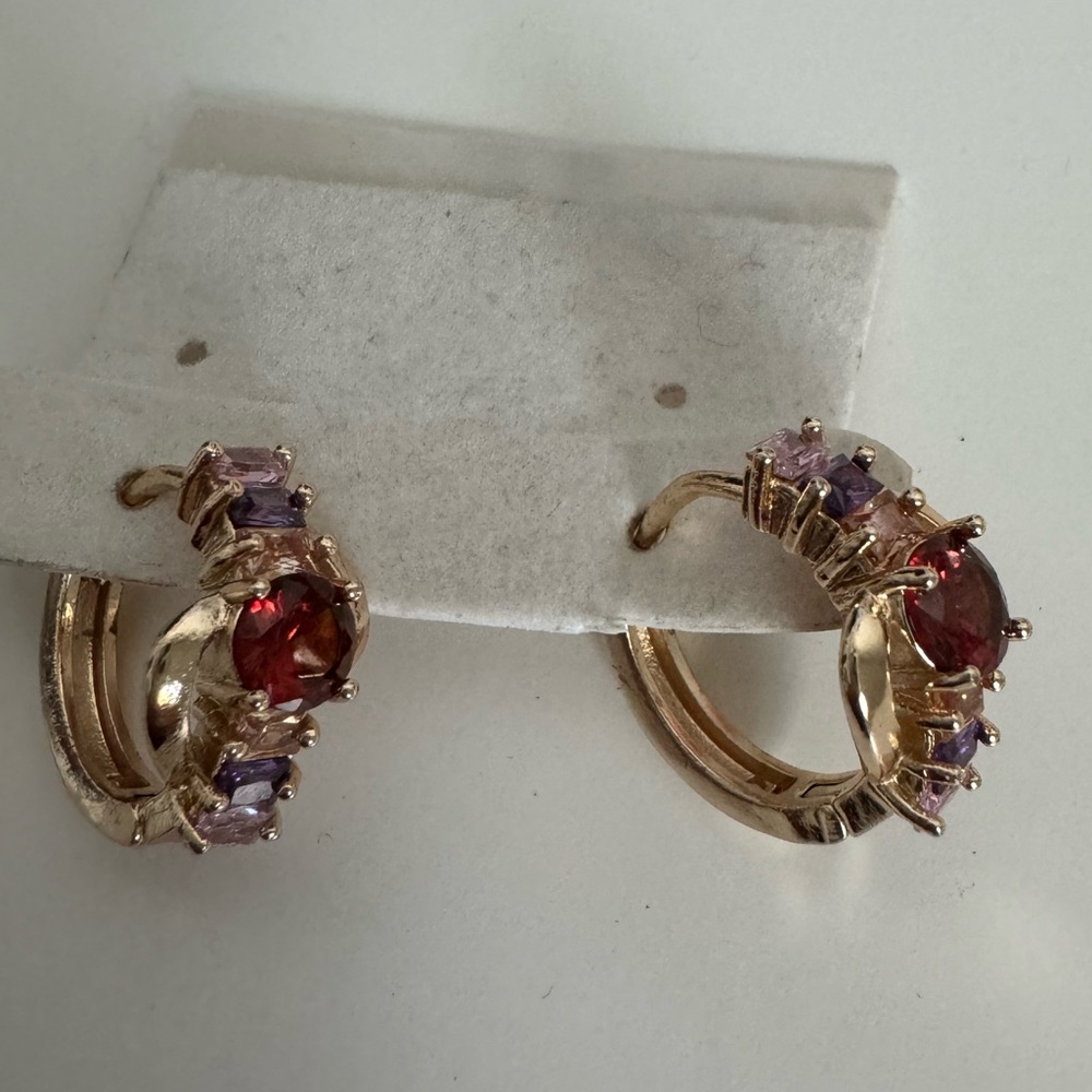 Costume Jewelry Earrings. Multicolored huggie hoops.